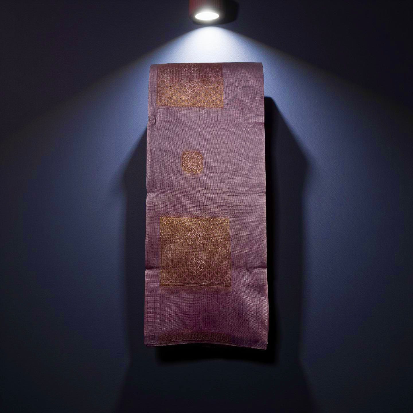 Elegant Light Purple & Peacock Blue Semi Silk Saree with Copper Zari Weave