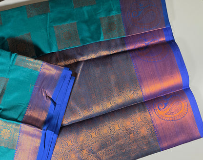 Blue copper zari  saree