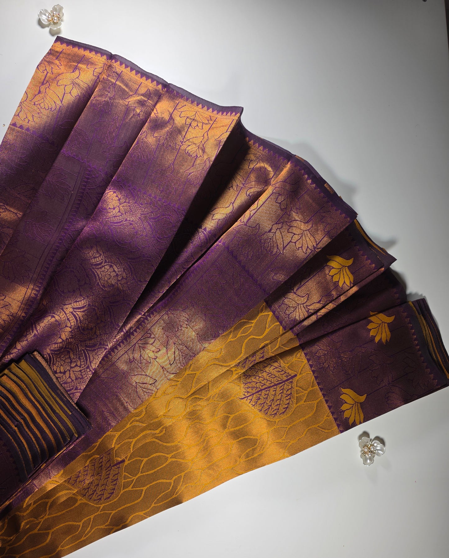 Mustard bloom Purple border Kuberapattu