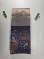 Exquisite Navy Blue Kuberapattu Saree with Intricate Copper Zari Weave and Traditional Motifs