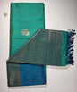 Elegant Dual-Tone Soft Silk Saree in Steel Blue and Aqua Green with Contrasting Zari Weave and Floral Motifs