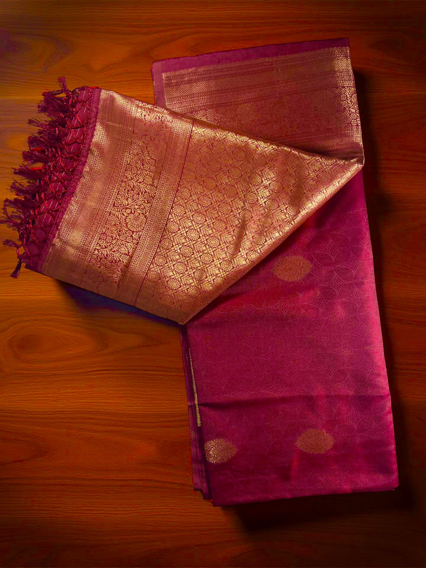 Luxurious Maroon Soft Silk Saree - Gold Zari Diamond Motifs