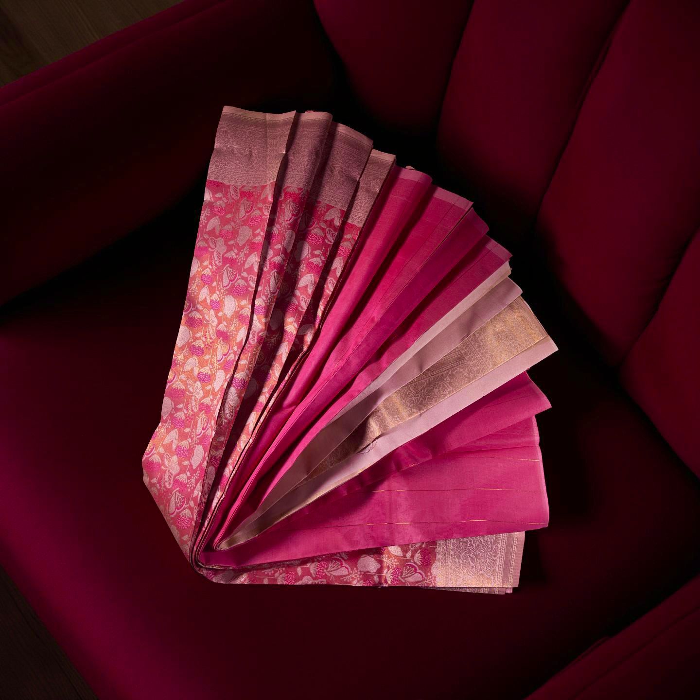 Delicate Peach & Pink Floral KUBERAPATTU Saree - Everyday Elegance