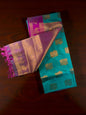 Vibrant Green & Pink Dakshini Pattu Saree with Intricate Copper Zari Weave