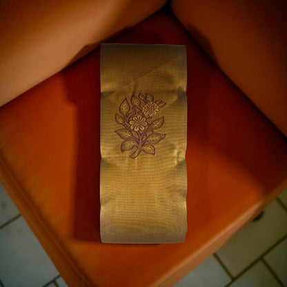 Exquisite Kubera Pattu Saree: Vibrant Yellow Body with Royal Purple Border & Floral Motifs