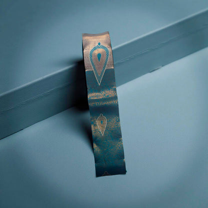 Serene  Blue Kubera Pattu Saree with Elegant golden Zari Motifs